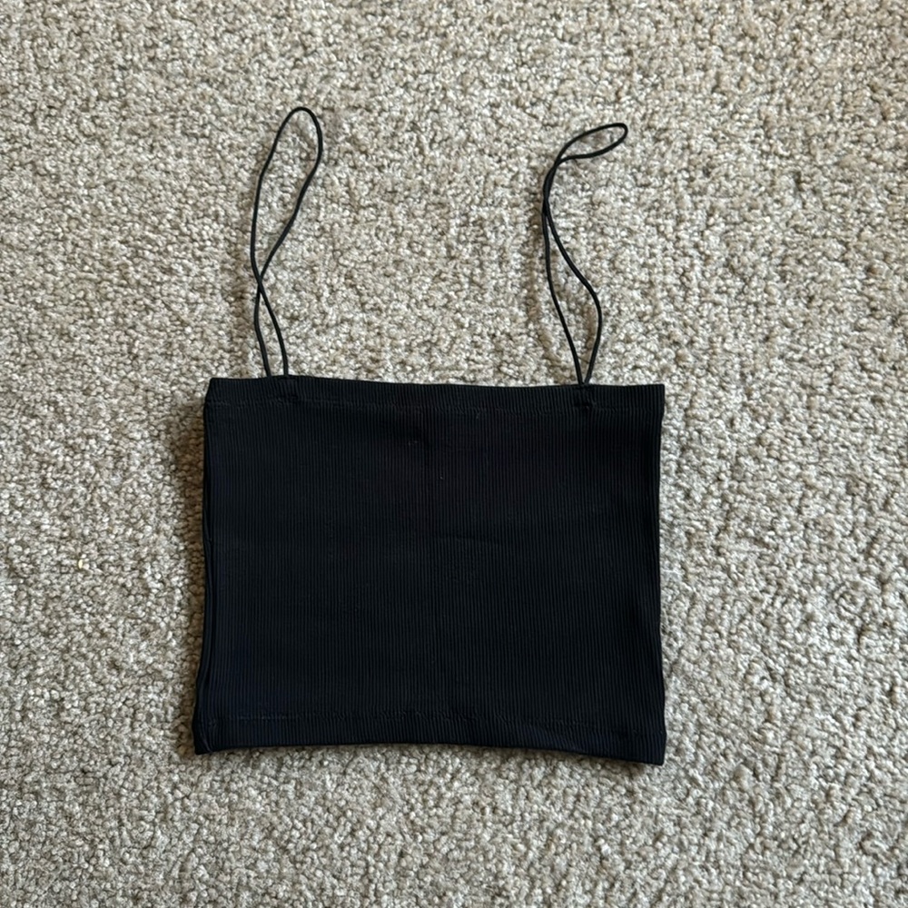 Zara black crop tube top, very think straps